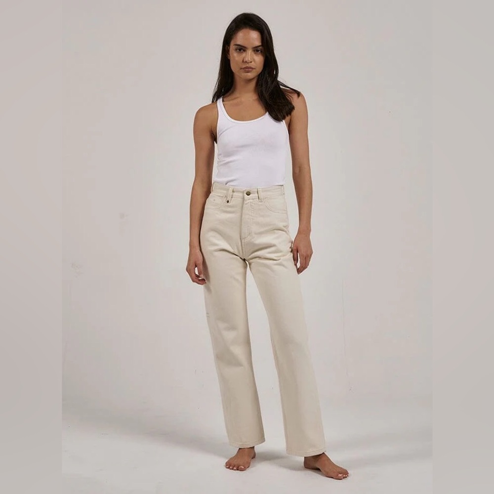 Thrills co. White/cream pulp jeans, straight leg & high waisted
